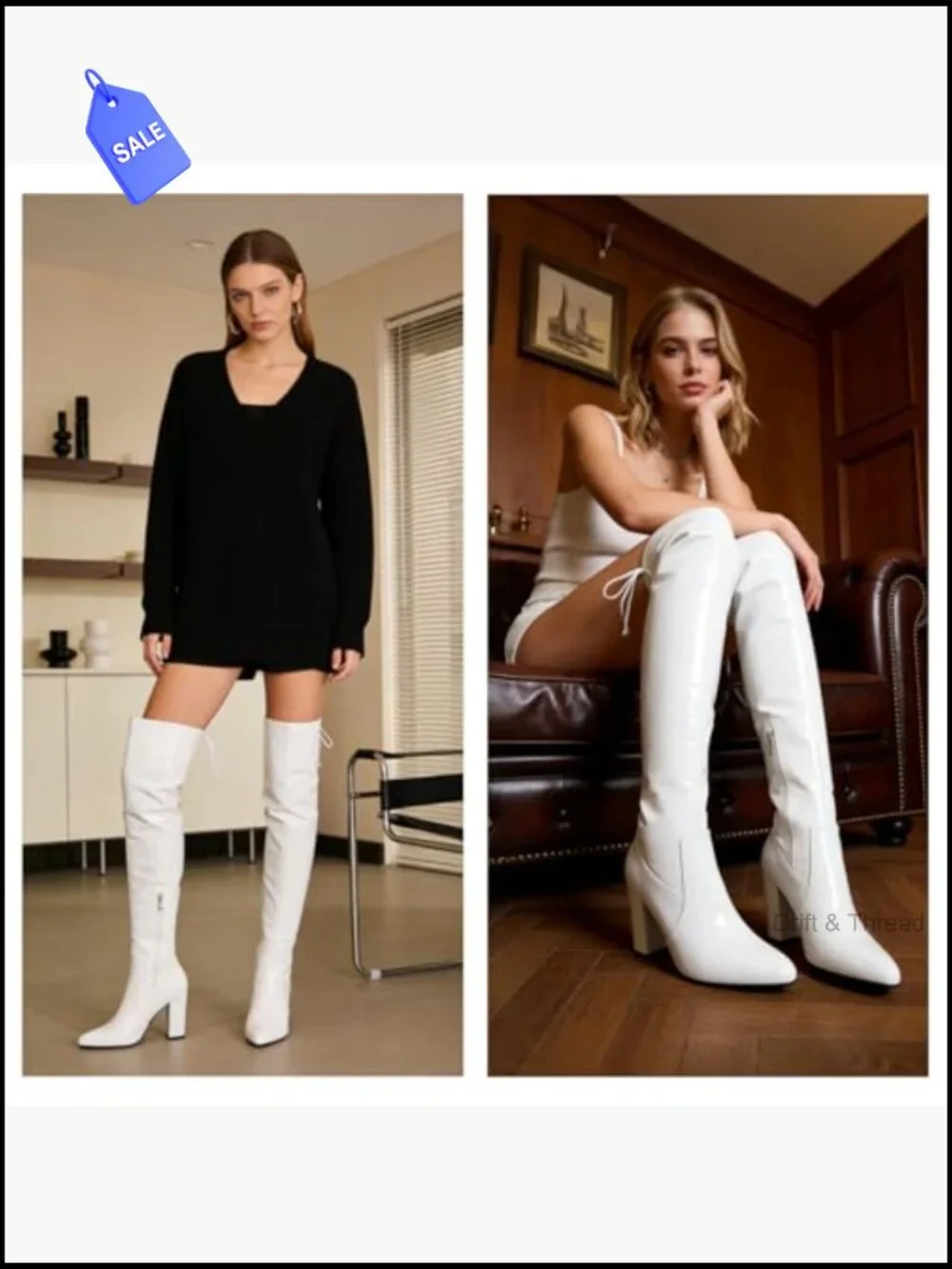 Over the Knee Boots, Thigh High Chunky Heel Lace Up Zipper, Sexy Pointed Toe